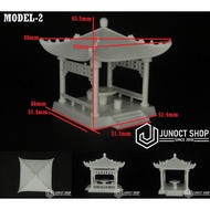 Chinese Pavilion Gazebo Model 1:75 1:87 White Miniature Diorama M2