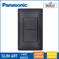 Panasonic Slim Art 3 Way Switch - 3 Gang 2 Device (Snow White / Metallic Gray / Metallic Black)
