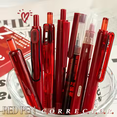 7-Pack Ergonomic Gel Pens - Quick-Dry Black & Red Ink, Smooth Writing, Medium Tip - For School, Offi