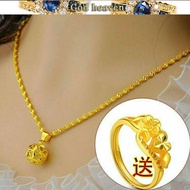 916 gold necklace jewelry gold female water wave chain yellow 916 gold transfer bead pendant 916 gold jewelry salehot