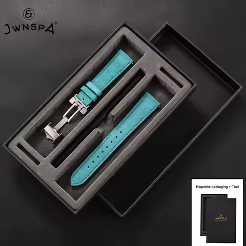 JWNSPA Leather Watch Band Quick Release Strap Handmade Stitching For Breitling IWC Omega Watch Acces