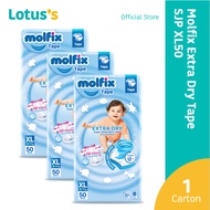 Molfix Extra Dry Tape SJP XL (50 Pcs x 3 Packs) (1 Carton)