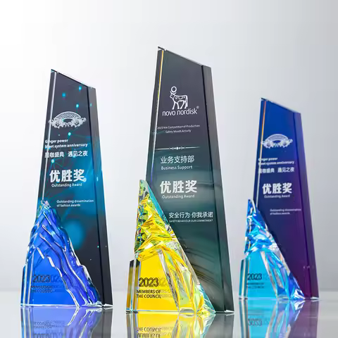 LvshenGifts Glass Summit Peak Award Custom Engraved Glass Award Personalized Corporate Award Outstan