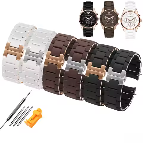 Silicone +Stainless steel strap for Armani AR5906 AR5905 AR5890 AR5889 5858 5920 man 23mm woman 20mm
