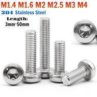 Round Head Torx Machine Screw 304 Stainless Steel Torx Anti-theft Screw Without Needle M1.4 M1.6 M2 