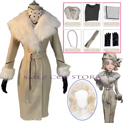 Evelyn Mora Cosplay Game Identity ⅤMs. Farrow Cosplay Costume Woman Coat Scarf Necklace Gloves Outfi