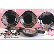 Giocomo Heat Resistant.Black Opel Glass  6pcs.10.5" BUFFET/DINNER plates