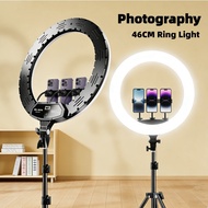 Photography 46cm LED Ring Light with 3 phone racks 2.1M Tripod Stand Live Mobile LiveStream