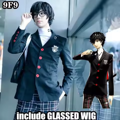 Joker School Uniform Amamiya Ren Suit Persona 5 Cosplay Costume Coat Shirt Pants WIG GLASSES