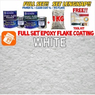 WHITE // DIY Full Set Epoxy Colour Flake Coating Toilet Floor (FREE TOOL+1KG FLAKE+1L PRIMER+1L CLEAR) Paint (FS)