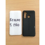 Auto Silicone Softcase Leatherfocus For Realme 5 Pro Orange Peel Texture