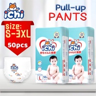ICHI Diaper Pull-up Pants M L XL 2XL 3XL All Size 50pcs Breathable Diaper for baby