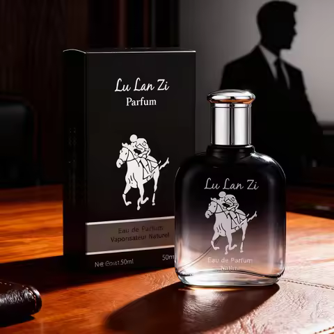 50ml Men's Leather Woody Eau de Parfum, Long Lasting Masculine Cologne with Bergamot Myrtle Top, Cof