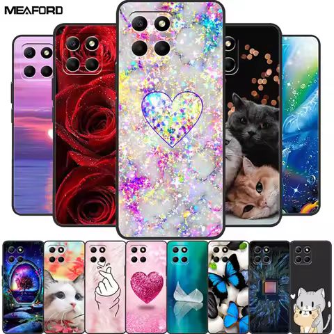 For Honor 70 Lite Case Soft TPU Silicone Painted Cat Black Back Covers For Huawei Honor70 Lite RBN-N