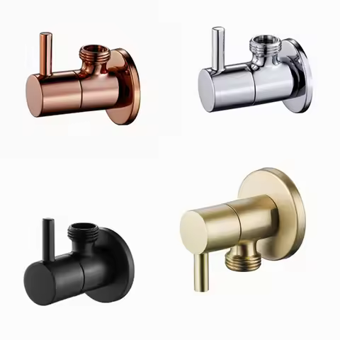 1/2"male x 1/2" male Brass Bathroom brushed gold black Angle Stop Valve Chrome Copper Tap Toilet Bat