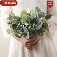 GG 1Pc Simulation Plant Eucalyptus Leaf Sprigs / Real Touch Decorative Fake Plant / For Office Hotel