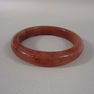 Nephrite Burmese Honey Jade Bracelet Inner Ring Size 61.8mm Width 12.9mm Round Shape Flat Belly Suit