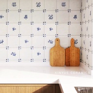 Restaurant Wall Tiles Balcony Floor Tiles Floral Tiles Background Wall Vintage Kitchen Blue Blue and