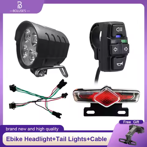 Electric Bicycle Headlight with Horn QD168，C-05C eBike Taillight with turn signal，DK336 Switch Front