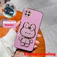 Casing OPPO A93 4g F17 PRO OPPO Reno 4F reno4 F phone case Softcase Electroplated silicone shockproof Protector  Cover new design Rabbit makeup mirror with holder for girls DDTZJ01