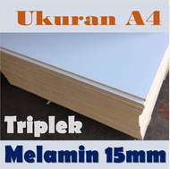 Triplek Melamin 15mm Ukuran A4 210x297x3 mm Triplek Putih 15mm