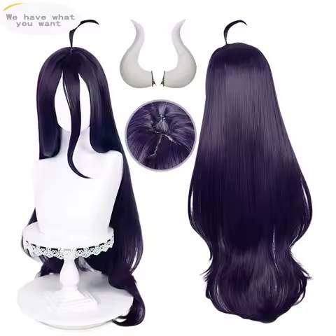 Albedo Cosplay Wig Overlord Cosplay Albedo Wig High Quality 100cm Deep Purple Heat Resistant Synthet