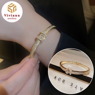 Viviann Cuff Bracelets Bangles For Women Fashion Jewelry Charm Jewelry Accessories Crystal Bracelet loves Bracelet&amp;Bangle Gold Color Waterproof Stainless Steel Luxury Brand Bangles for Women Gift