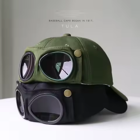 Pilot Aviator Baseball Cap With Goggles Sunglasses Distressed Cotton Uv Sun Protection Spring Summer