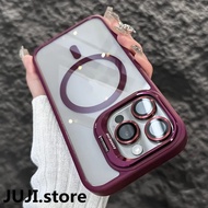 JUJI  Magnetic Clear Metal Glass Lens Protector Case for iPhone 17 16 15 14 13 12 11 Pro Max Plus Wi