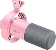 FIFINE XLR/USB Dynamic Microphone, Studio XLR Vocal Podcast Microphone for Recording, USB Streaming Mic with Mute Button, Gain Knob, Headphones Monitoring for Voice-Over, Video-Amplitank K688 Pink