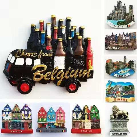 Belgium Ghent Landmark Building fridge magnets Tourism souvenir Painted Magnetic Refrigerator Sticke