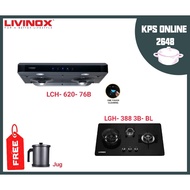 LIVINOX LCH- 620-76B Cooker Hood + LGH- 388 3B -BL Gas Cooker