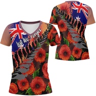New Anzac Day V Neck T Shirt For Men Poppy Graphic T Shirts Lest We Forget Australia New Zealand T-S