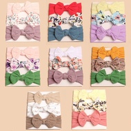 ผ้าโพกหัวสำหรับเด็กผู้หญิงผ้าไนลอนพิมพ์ลาย Bando Bayi โบว์น่ารัก3ชิ้น/เซ็ตอุปกรณ์ประกอบฉากการถ่ายภาพสำหรับฤดูใบไม้ผลิฤดูร้อน