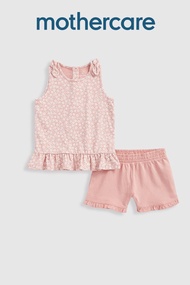 ชุดเชตเด็กผู้หญิง  Mothercare Floral Vest T-Shirt and Shorts Set HC951
