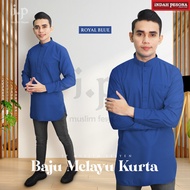 Indah Pesona Soft Cotton Slim Fit Baju Kurta - Royal Blue/Size XS-4XL