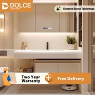 🇸🇬Creamy Style Bathroom Cabinet Vanity Cabinet Set Wash Basin Minimalist Toilet Mirror Cabinet 60cm/