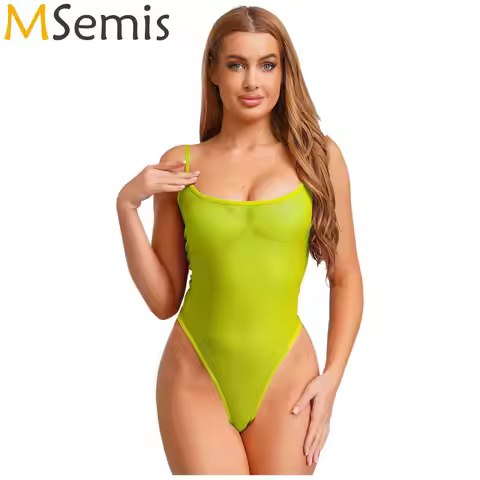 Womens Monokini Swimsuit Lingerie One-Piece Pool Party Swimwear See-Through Mesh Bodysuit Backless H