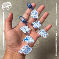 GANTUNGAN SLEEPY HEAD ADVENTURES Triple Acrylic Keychain Cat Star Planet Keychain/