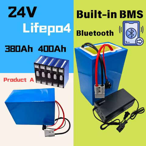 HYL LiFePO4 24V 380Ah 400Ah Battery for Off-Grid Solar Yacht Boat Marine RV EV UPS + 20A Charger - H