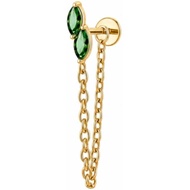 16G G23 Titanium Flat Back Green CZ Chain Stud Piercing Jewelry
