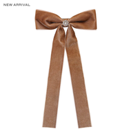 EMI JAY Iconic Velvet Bow Barrette in Mocha Mousse