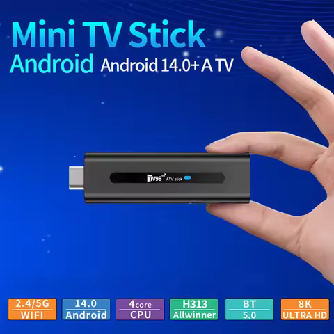 TV98 ATV H313 Android TV Stick 14.0 8K 2.4G/5G WiFi Quad Core BT5.0 Set Top Box Smart TV Stick for N