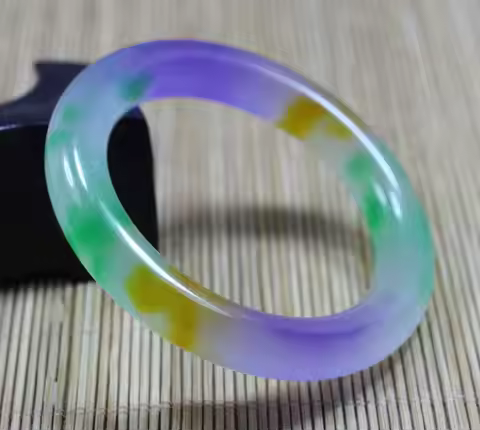 Chinese Natural Beautiful Lavender Green Nephrite Jade Bangle Bracelet 60mm