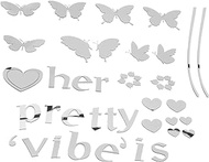ORFOFE 1 Set Butterfly Alphabet Wall Sticker Living Room Decals Appliques Embellishments Tile Stickers Nursery Wall Stickers Mirror Tiles Letter Mural Acrylic 3d