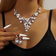 Creative Fashion Bridal Necklace Earrings Pearl Alloy Jewelry Wedding Dress Jewelry Set260719QQ