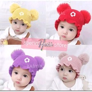 Baby pom pom beanie Girl lace beanie/