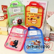 CHIHIRO11Z9D Mesh Zipper Bag, Large Capacity Transparent A4 Stationery Storage Bag, Cute Animals Thi
