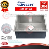 (NANO SILVER) SINOR PREMIUM UMS-4545-NS SUS304 STAINLESS STEEL SINK BOWL