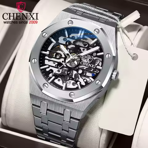 CHENXI Mens Automatic Watches Top Brand Mechanical Tourbillon Sport Wrist Watch Stainless Steel Wate